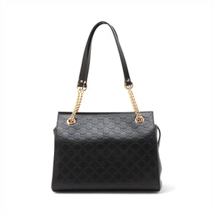 Gucci Guccissima Leather Chain Tote Bag Black 453773
