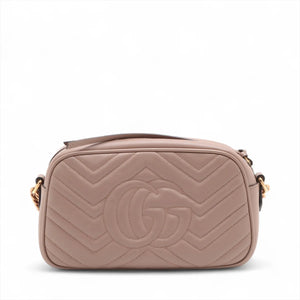 Gucci GG Small Marmont Leather Chain Shoulder Bag Beige 447632