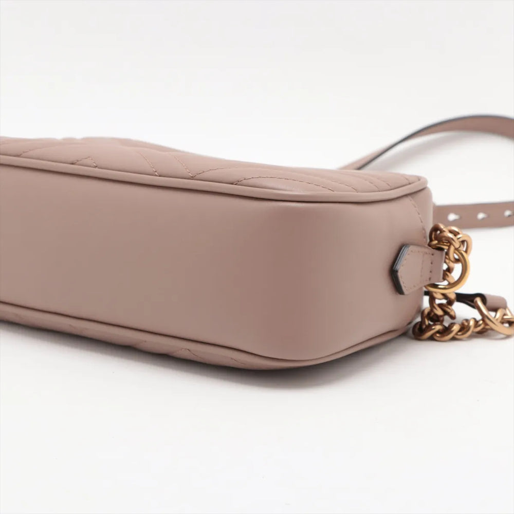 Gucci GG Small Marmont Leather Chain Shoulder Bag Beige 447632
