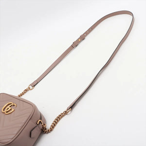 Gucci GG Small Marmont Leather Chain Shoulder Bag Beige 447632