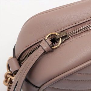 Gucci GG Small Marmont Leather Chain Shoulder Bag Beige 447632