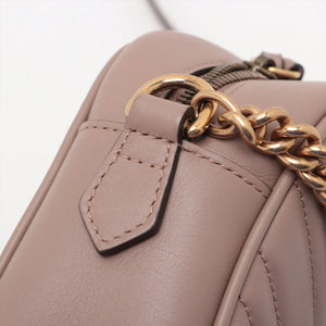 Gucci GG Small Marmont Leather Chain Shoulder Bag Beige 447632