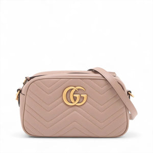 Gucci GG Small Marmont Leather Chain Shoulder Bag Beige 447632