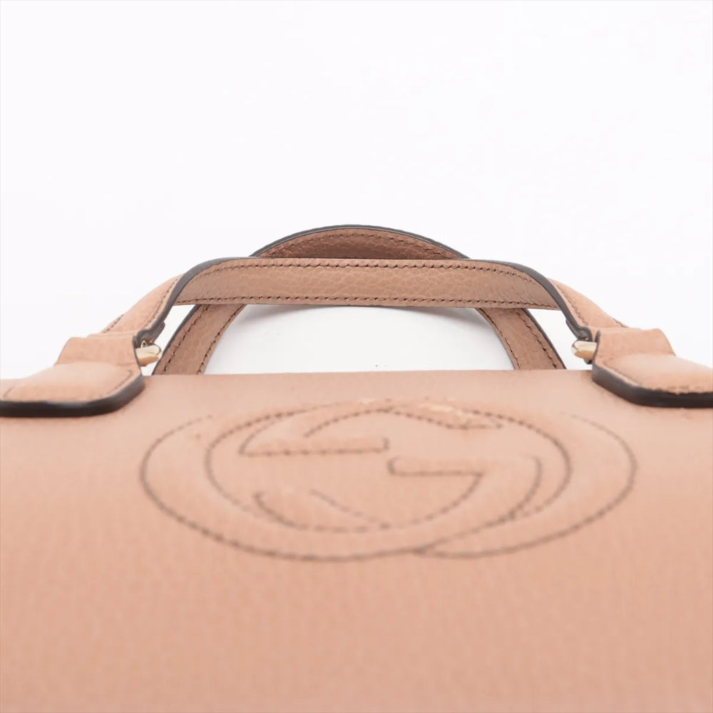 Gucci Soho Leather 2 Way Handbag Beige 607722