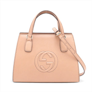 Gucci Soho Leather 2 Way Handbag Beige 607722