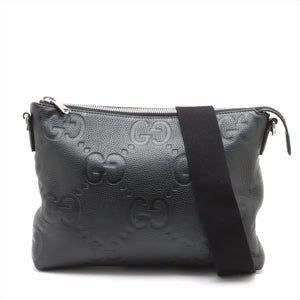 Gucci GG Embossed Leather Shoulder Bag Black