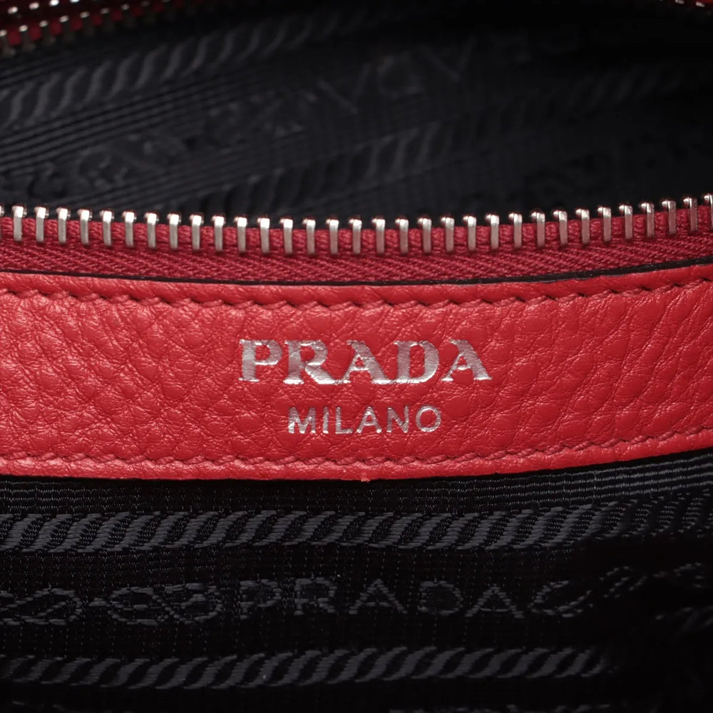 Prada Vitello Phenix Leather Shoulder bag Red 1BE023