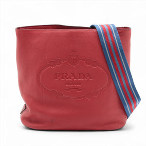 Prada Vitello Phenix Leather Shoulder bag Red 1BE023