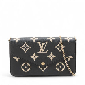 Louis Vuitton monogram empreinte Pochette Félicie M80482 black x beige