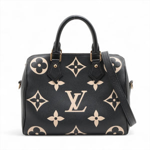 Louis Vuitton Bicolor Monogram Empreinte Speedy Bandouliere 25 M58947 Black