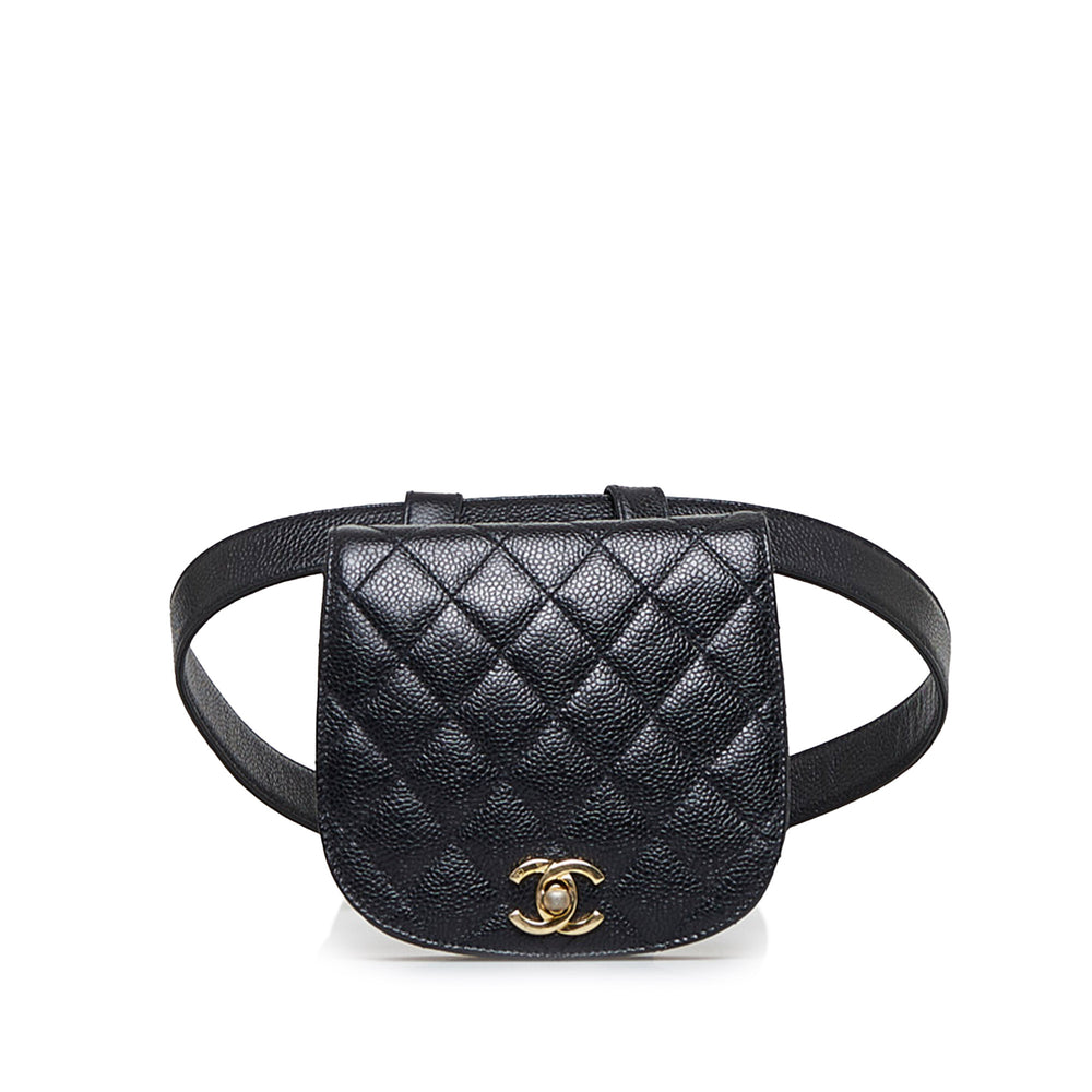 Chanel Quilted CC Caviar Belt Bag Black