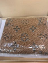 Louis Vuitton Beige- Metalic Logomania Scarf with Box M75834 GM0195