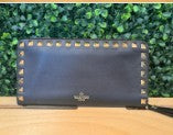 Valentino Long Zippy Stud Wallet Black Color