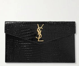 YSL Uptown Pouch Black Croc