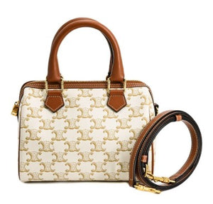 Celine Small Boston Bag White Triomphe