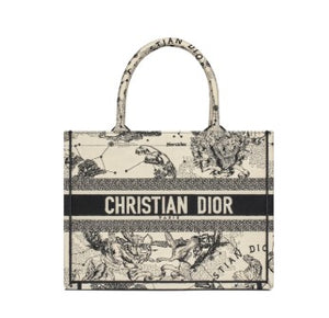 Dior Medium Book Tote Zodiac Embroidery Latte Black