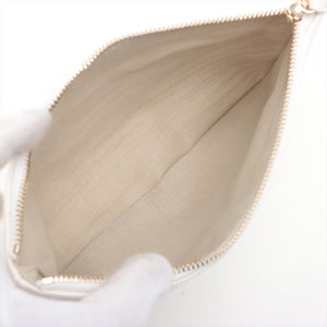 Chanel Deauville GM Canvas & Leather Chain Tote Bag White Gold Metal Fittings J3HG891J