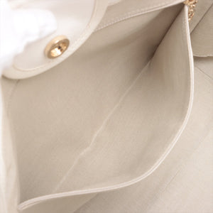 Chanel Deauville GM Canvas & Leather Chain Tote Bag White Gold Metal Fittings J3HG891J
