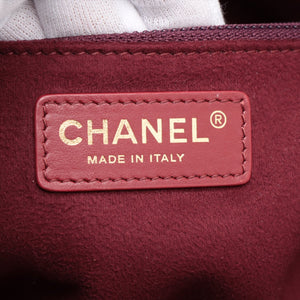 Chanel Deauville MM Caviar Skin 2 Way Tote Bag Burgundy Gold Metal Fittings
