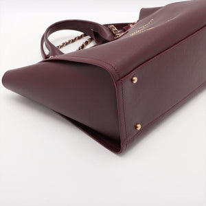 Chanel Deauville MM Caviar Skin 2 Way Tote Bag Burgundy Gold Metal Fittings