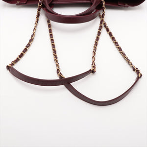 Chanel Deauville MM Caviar Skin 2 Way Tote Bag Burgundy Gold Metal Fittings