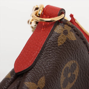 Louis Vuitton Monogram Pallas Clutch M41638 CI3147 brown x red