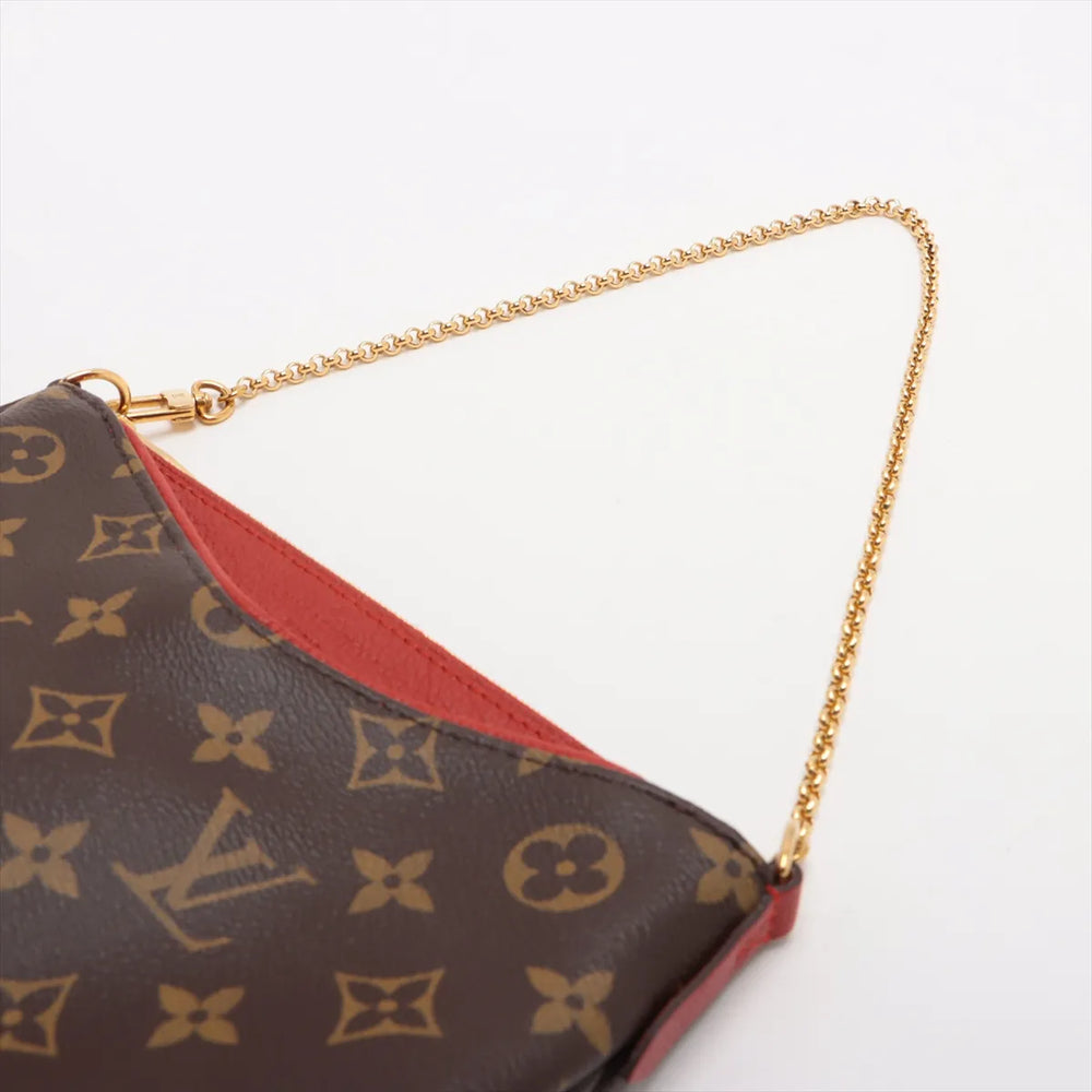 Louis Vuitton Monogram Pallas Clutch M41638 CI3147 brown x red