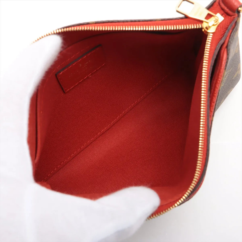 Louis Vuitton Monogram Pallas Clutch M41638 CI3147 brown x red