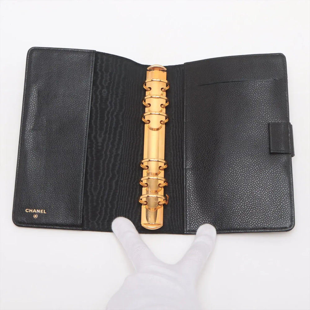Chanel Bicolore Caviar Skin Notebook cover Black Gold Metal Fittings 4464662