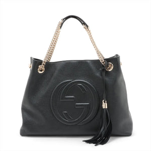 Gucci Soho Leather Chain Tote Bag Black 536196