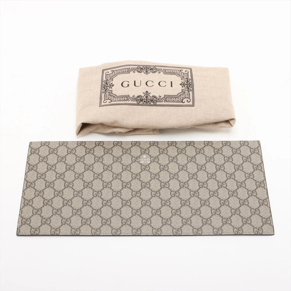 Gucci Logo Print canvas x leather Tote bag Beige x brown 772176