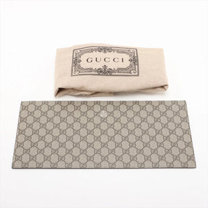 Gucci Logo Print canvas x leather Tote bag Beige x brown 772176