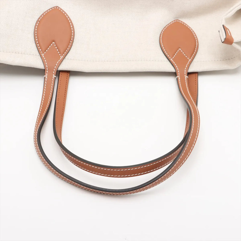 Gucci Logo Print canvas x leather Tote bag Beige x brown 772176
