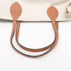 Gucci Logo Print canvas x leather Tote bag Beige x brown 772176