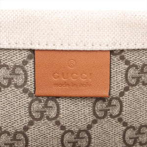Gucci Logo Print canvas x leather Tote bag Beige x brown 772176