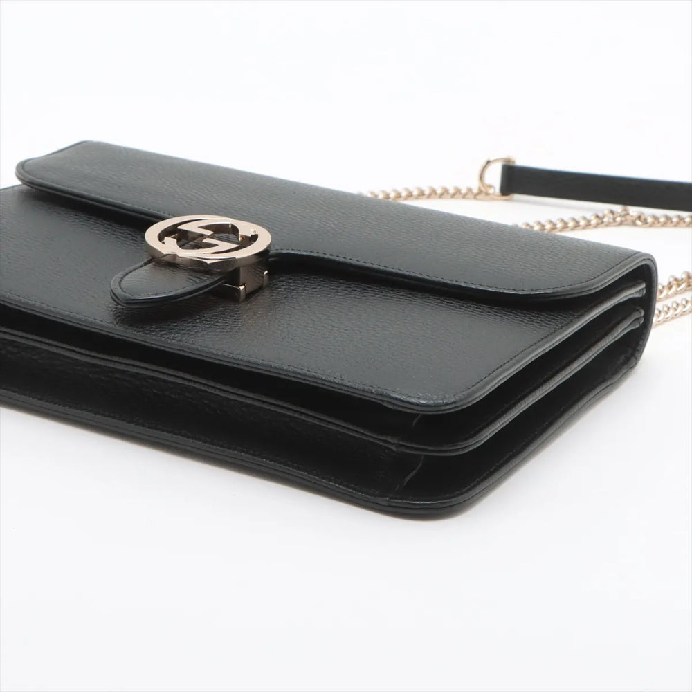 Gucci Interlocking G Leather Chain Shoulder Bag Black 510303