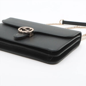 Gucci Interlocking G Leather Chain Shoulder Bag Black 510303