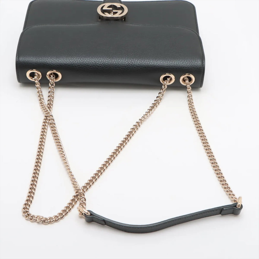 Gucci Interlocking G Leather Chain Shoulder Bag Black 510303