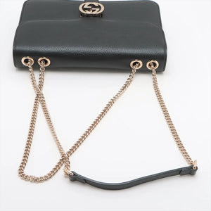 Gucci Interlocking G Leather Chain Shoulder Bag Black 510303