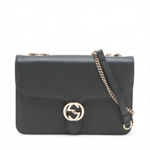 Gucci Interlocking G Leather Chain Shoulder Bag Black 510303