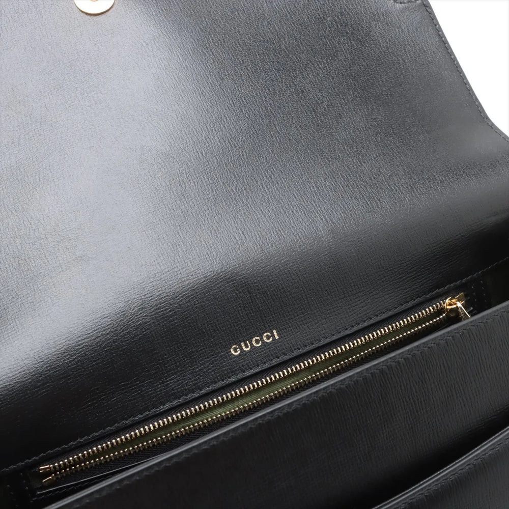 Gucci Double G Leather Shoulder bag Black 589471