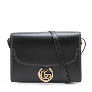 Gucci Double G Leather Shoulder bag Black 589471