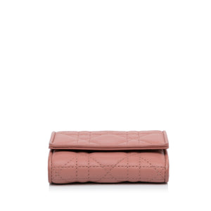 Christian Dior Cannage Leather Wallet Pink