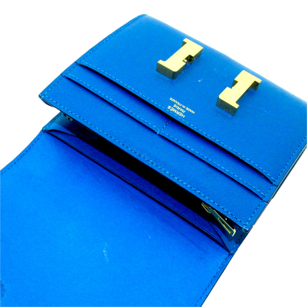 Hermès Constance Compact Wallet Blue