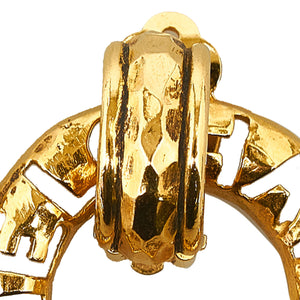 
            
                Load image into Gallery viewer, Chanel Vintage Cut-Out Logo Ring Drop Clip-On Earrings Gold
            
        
