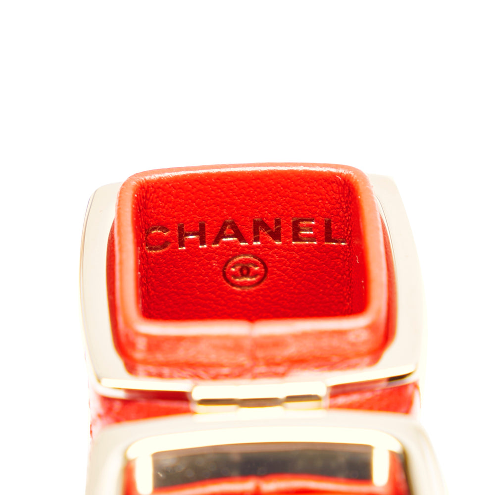
            
                Load image into Gallery viewer, Chanel CC Lambskin Squared Lipstick Case on Chain Red
            
        