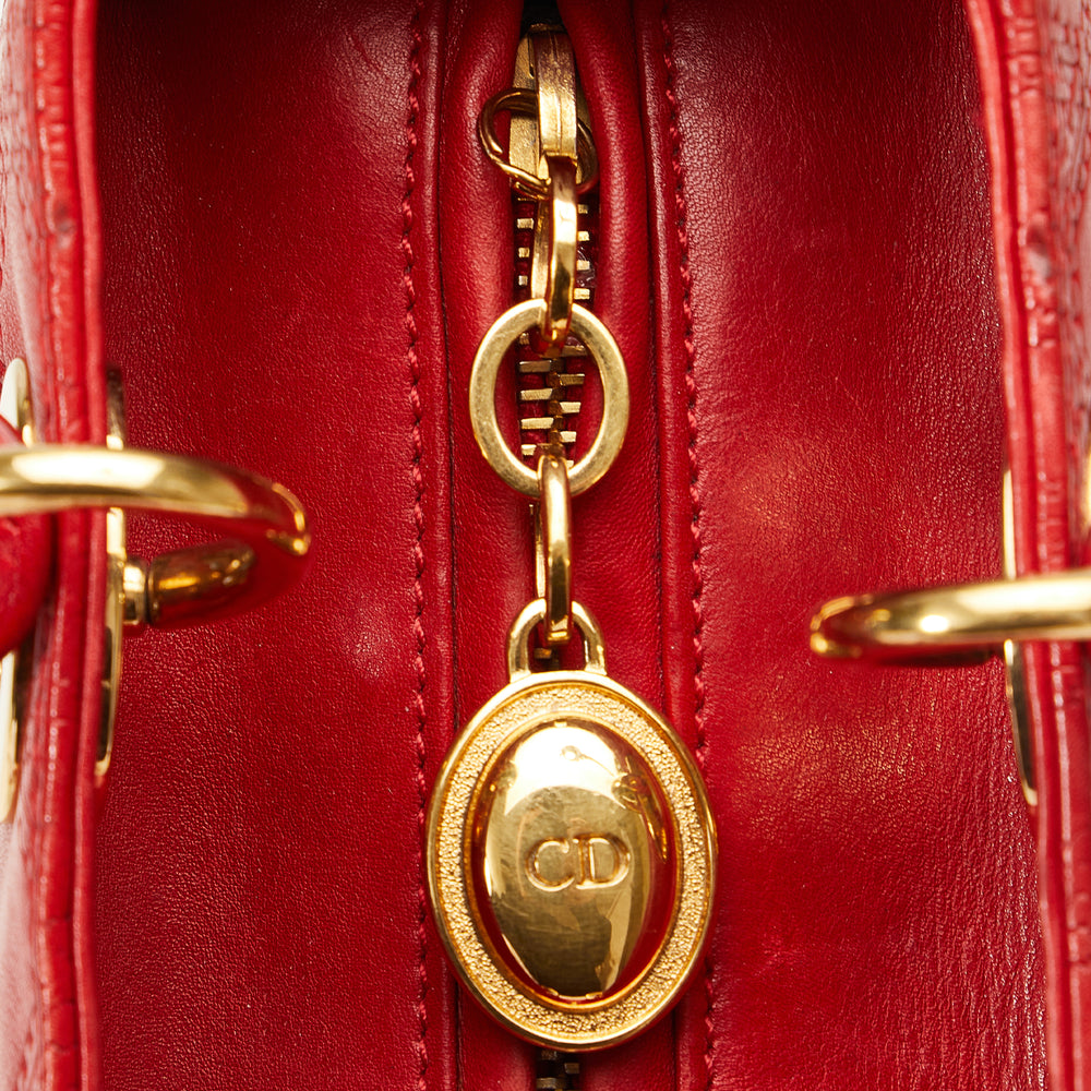 
            
                Load image into Gallery viewer, Christian Dior Medium Embossed Lambskin Cannage Lady Dior Red
            
        