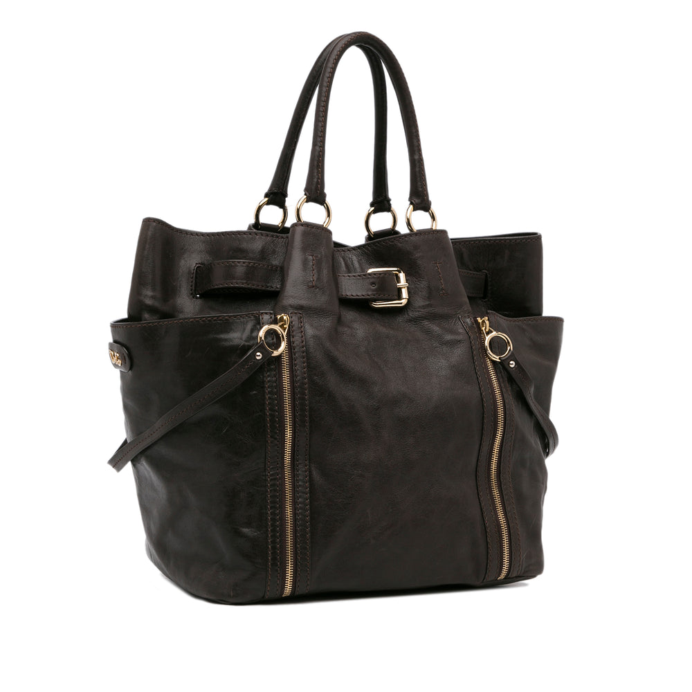 Dolce&Gabbana Leather Tote Bag Brown