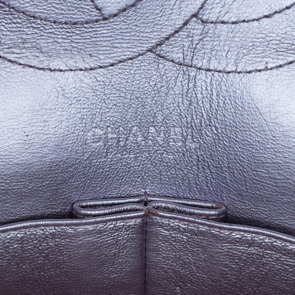Chanel Jumbo Classic Metallic Calfskin Double Flap Purple