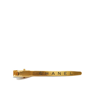 
            
                Load image into Gallery viewer, Chanel Vintage Logo Hair Clip Gold
            
        